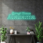 Custom Neon - Sweet Home Alabama - Teal - QTY 8pcs Size: 4ft x 1.07ft QTY 1pcs Size: 5ft x 1.34ft - indoor Signs