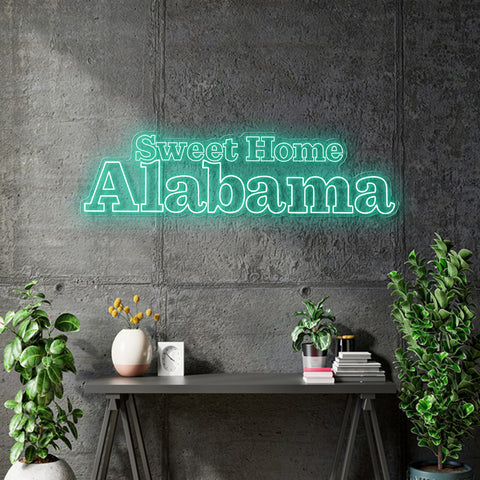 Custom Neon - Sweet Home Alabama - Teal - QTY 8pcs Size: 4ft x 1.07ft QTY 1pcs Size: 5ft x 1.34ft - indoor Signs