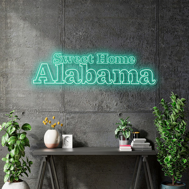 Custom Neon - Sweet Home Alabama - Teal - QTY 8pcs Size: 4ft x 1.07ft QTY 1pcs Size: 5ft x 1.34ft - indoor Signs