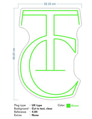 Custom Neon - TC Logo - 80x55cm -  Green - Remote dimmer and Delivery