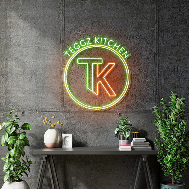 Custom Neon | TEGGZ Kitchen - 80cm x 80cm -  Green & Orange  - Remote dimmer and Delivery