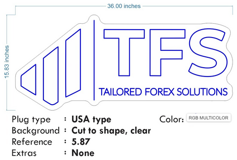 Custom Neon - TAILORED FOREX SOLUTIONS - RGB -  90cm x 38cm  - Remote dimmer and Delivery to Cyprus