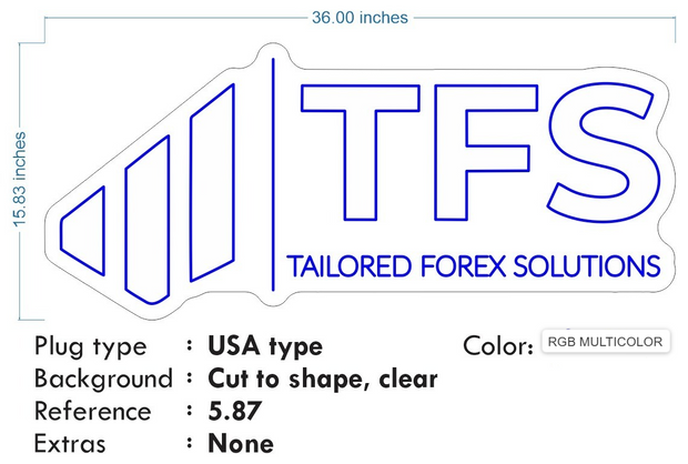 Custom Neon - TAILORED FOREX SOLUTIONS - RGB -  90cm x 38cm  - Remote dimmer and Delivery to Cyprus