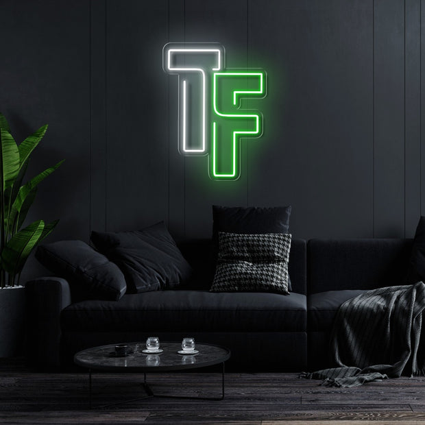 Custom Neon -  TF - Green and White neon - 50cm x 37cm -  Delivery and Remote (2yr Warranty)