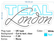 Custom Neon for Teal London - 100x49cm -Teal and White - Remote dimmer and Delivery