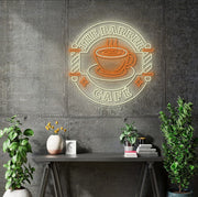 Custom neon | The Barber Cafe -  Size: 2.5 x 2.5ft - Warm White & Orange -  incl Delivery, and 2yrs Warranty
