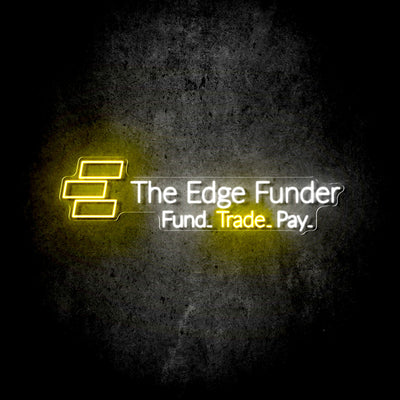 Custom Neon -  The Edge Funder - 30inch x 7.87inch - Gold and White Neon - INDOOR  - Remote dimmer and Delivery (2 years Warranty)