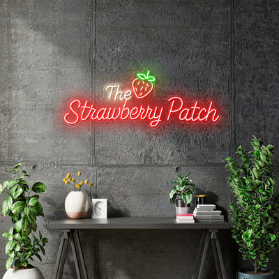 Custom neon -  The Strawberry Patch - Size: 6ft by 2.27ft  - Red, White and Green - incl Shipping and 2yrs Warranty
