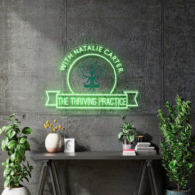 Custom Neon -   The Thriving Practice - Green - Size: 70cm x 48cm  - INDOOR  - Remote dimmer and Delivery (2 years Warranty)