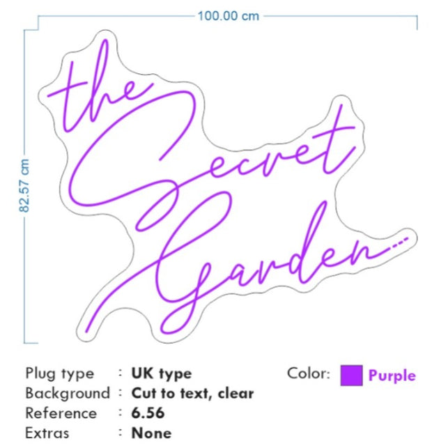 Custom neon - The Secret Garden  -Hot Pink 100 x 82cm- incl Shipping and 2yrs Warranty