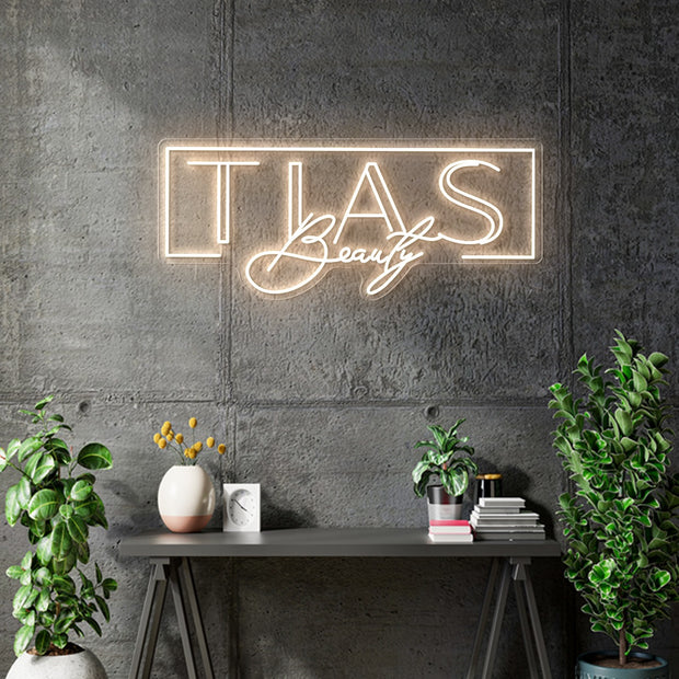 Custom Neon - Tias Beauty - Warm White - 80x33cm - indoor Sign