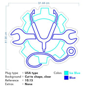 Custom Neon - Transmission Motor -  Blue and Light blue - 36 x32inch - Delivery and Dimmer included.