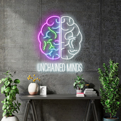 Custom Neon - Unchained Minds Logo - 60cm x 48cm - indoor - Remote dimmer and Delivery