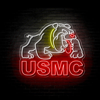 Custom Neon for Walter -  USMC  - Red Yellow and White -  21.5 x 18inch   - INDOOR  - Remote dimmer and Delivery