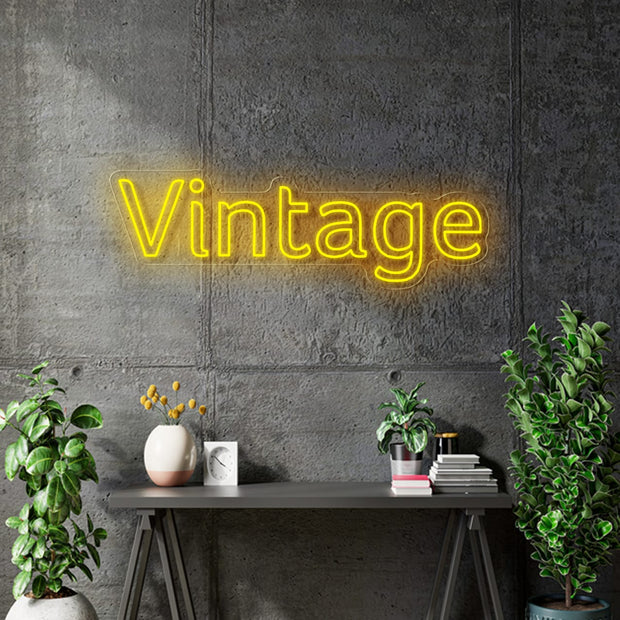 Custom Neon - VINTAGE - Yellow - 100x31cm  -  Remote dimmer and Delivery
