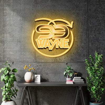 Custom Neon - Wayne 99 - Gold + UV print  - 20x18inch - indoor Signs