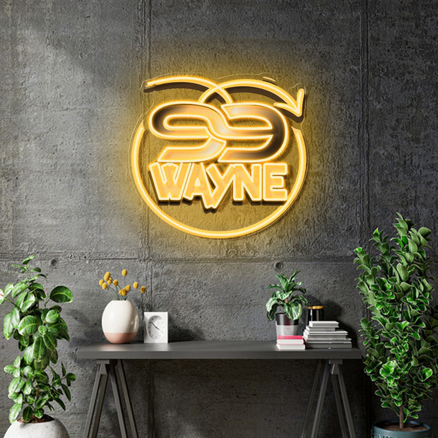 Custom Neon - Wayne 99 - Gold + UV print  - 20x18inch - indoor Signs