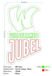 Custom Neon - WILD FARMED JUBEL - Orange and Green - 100cm x 59cm - indoor Sign (2yrs Warranty)