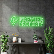 Custom Neon Logo for Simran (Payment Part 2 £375) -  PREMIER PROPERTY - Size: 225cm x 72cm - RGB Multicolour - Clear backing - Dimmer and control