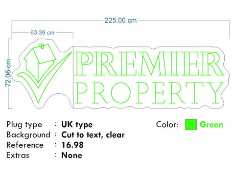 Custom Neon Logo for Simran (Payment Part 2 £375) -  PREMIER PROPERTY - Size: 225cm x 72cm - RGB Multicolour - Clear backing - Dimmer and control