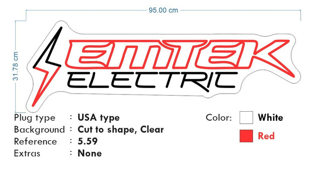 Custom Neon Logo - Emtek Electric - White and Red - 95*31cm | 37*12" (3ft) dimmer and delivery