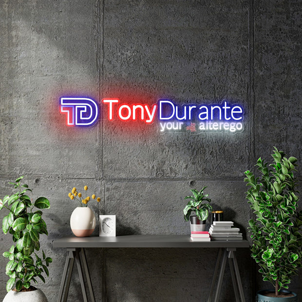 Custom Neon for Tony  - Tony Durante Logo  - Blue, Red and Green - 32"  dimmer and delivery