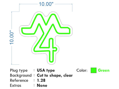 Custom Neon for Lora - M4 - Green -  10" x 10" - dimmer and delivery