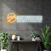 Custom Neon South Western Electrical Company -  White, Yellow 56x15inch - Free Delivery and Remote+ Battery