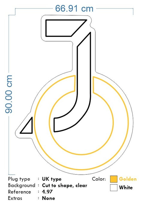 Custom Neon for Josh - JO - White and yellow - 90x66cm - Remote dimmer and Delivery