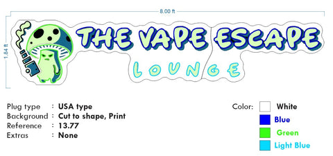 Custom Neon Nicole - The Vape Escape Lounge - 18ftx1.64ft - Free Delivery and Remote+ Battery