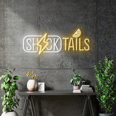 Custom Neon - Shik Tails  - 75x 28cm - White and Gold colour  - Remote dimmer and Delivery