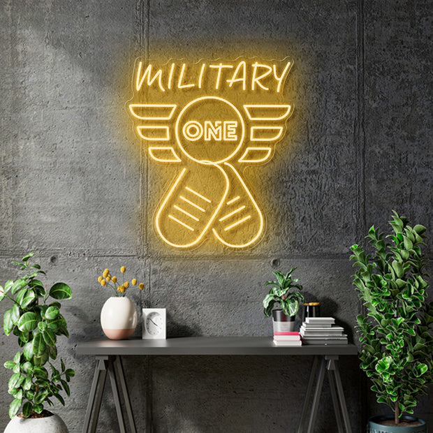 Custom Neon for Tyson - Military One- 2x1.8ft - Gold - Free Delivery and Remote+ Battery