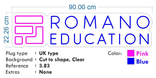 Custom Neon for Sasha Paul - Romano Education  - Pink and blue - 90x22cm - Remote dimmer and Delivery