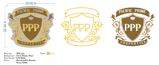 Custom Neon PPP -  Gold - 2 size options - Free Delivery and Remote+ Battery
