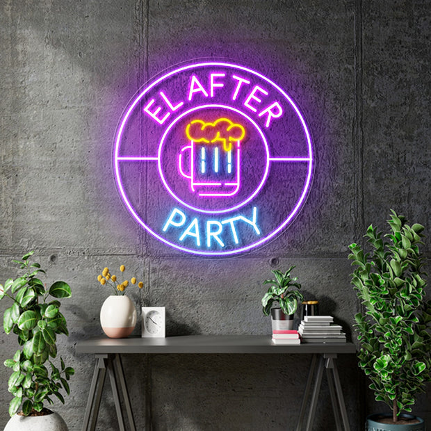Custom Neon - El Party -  24inch x 24inch -  Delivery and Remote + FREE BATTERY