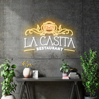 Custom Neon - La Casita Restaurant - 24x14inch -  -White and Gold - dimmer and delivery
