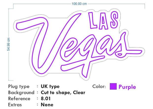 Custom Neon for Izabella - Las Vegas - Purple - 100cm x 55cm - Remote dimmer and Delivery