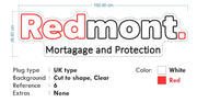 Custom Neon - Redmont. Mortgage and Protection - 100x26.7cm - Red and White - Remote dimmer and Delivery