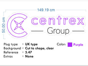 Custom Neon Logo - Centrex Services - 150x50cm- purple and white | Indoor - Clear backing - Dimmer and control