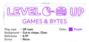 Custom Neon - Level Up Games and Bites - 115x27cm - Purple - Remote dimmer and Delivery