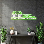 Custom Neon - GIM Property Management - 36inches x  -Green and White -  Remote dimmer and Delivery