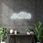 Custom Neon - .edits logo - 50x16cm - White - Remote dimmer and Delivery