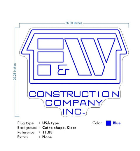 Custom Neon for Gage - F & W -  4ft or 3ft option - Blue -  Delivery and Remote + FREE BATTERY