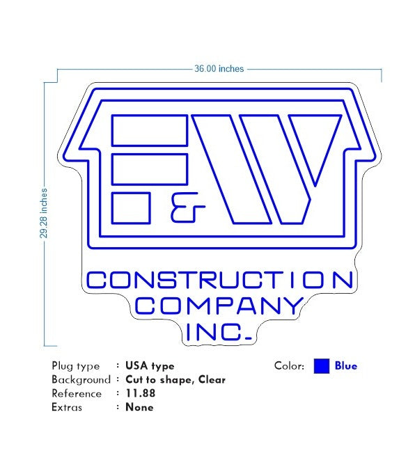 Custom Neon for Gage - F & W -  4ft or 3ft option - Blue -  Delivery and Remote + FREE BATTERY