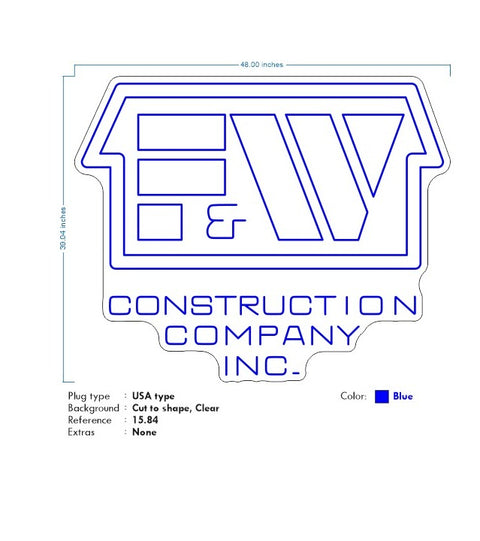 Custom Neon for Gage - F & W -  4ft or 3ft option - Blue -  Delivery and Remote + FREE BATTERY