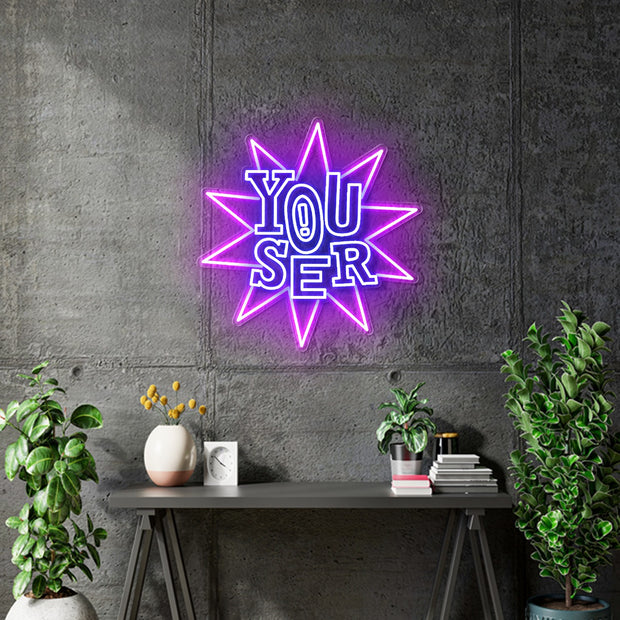 Custom Neon - YOU SER! - 20x20inch  - Hot pink and Blue -  Remote dimmer and Delivery