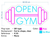 Custom Neon - Open Gym -  Size 60x29cm - Ice blue and hot pink- Rush Order dimmer and delivery