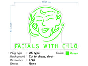 Custom Neon Sign - Facial with Chloe - 70x47cm - Free Delivery and Remote+ Battery