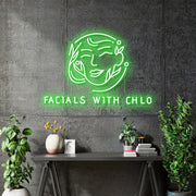 Custom Neon Sign - Facial with Chloe - 70x47cm - Free Delivery and Remote+ Battery