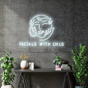 Custom Neon Sign - Facial with Chloe - 70x47cm - Free Delivery and Remote+ Battery